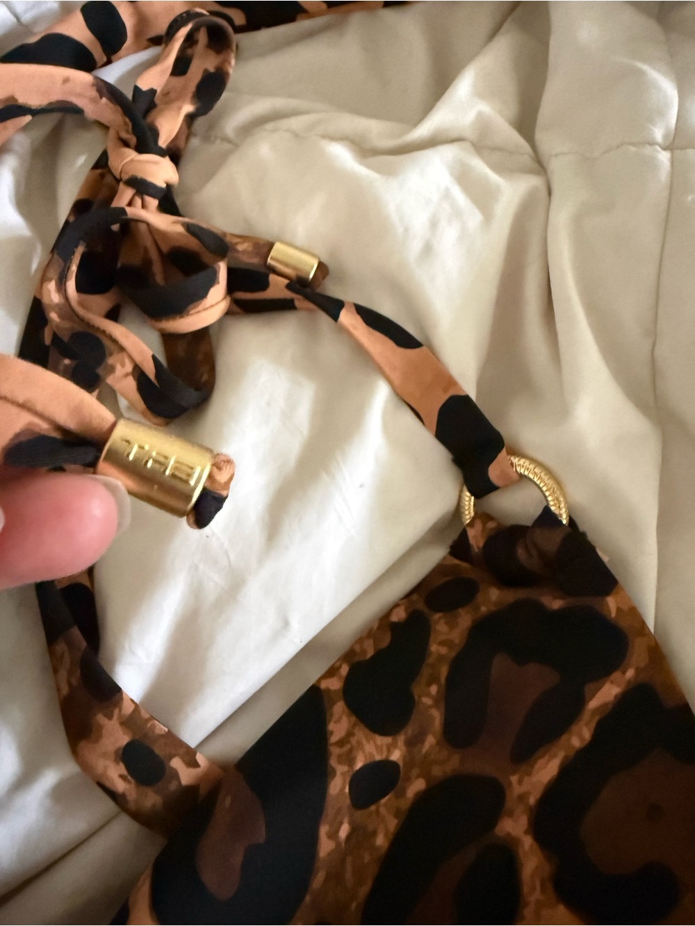 Leopard Print Tie Top with Gold Accents